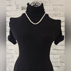 Vintage Faux Pearl Necklace w/ Gold-Tone Filigree Fishhook Clasp